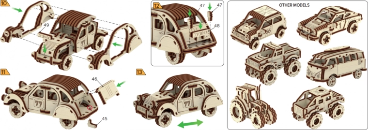 Fa 3D puzzle versenyautó – 77-es szám