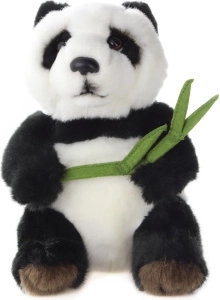 Plüss panda levéllel 18 cm