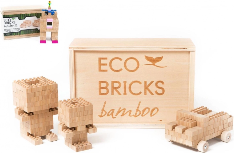 Fa építőkészlet 145 darabbal dobozban