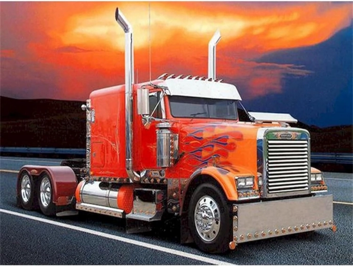 Gyémántfestés Vörös teherautó lángokkal 30x40cm