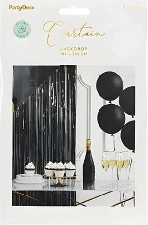 Fekete partyfüggöny 100 × 200 cm