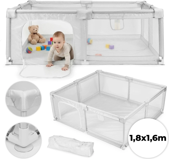 ECOTOYS gyerekkarám 180 × 160 cm szürke utazótáskával