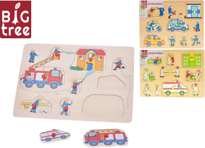 Fa fogantyús betűzős puzzle – mentőszolgálatok, 30 × 22,5 cm, 12 hó+
