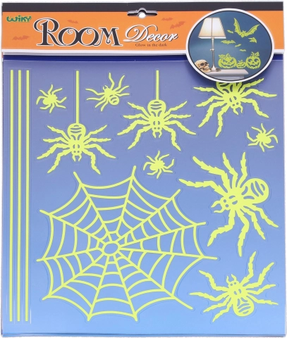 Világító fali matricák pókok Halloween 38 × 31 cm