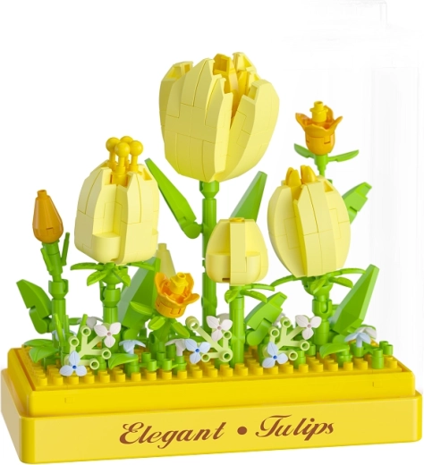 Sárga tulipános kockadekoráció