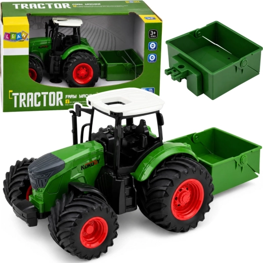 Farm traktor trágyaszóróval 1:24, zöld, gumírozott kerekek