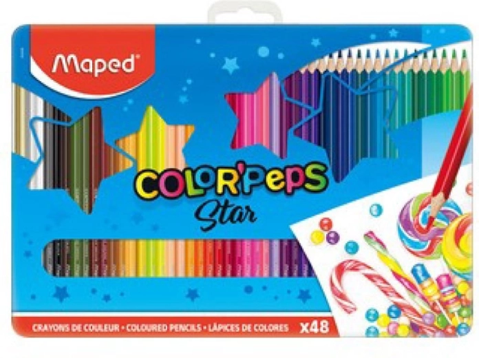 Háromszögletű színes ceruzák Maped Color'Peps 48 db fém dobozban
