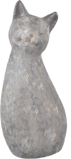 Dekoratív kerámia macskaszobor szürke 53 cm
