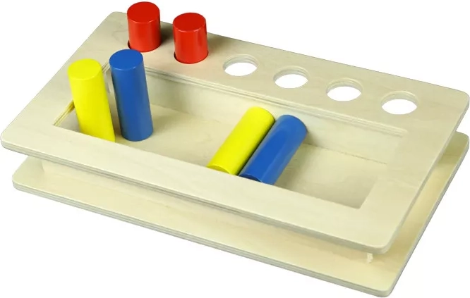 Fa lyukbedugós játék hengerekkel