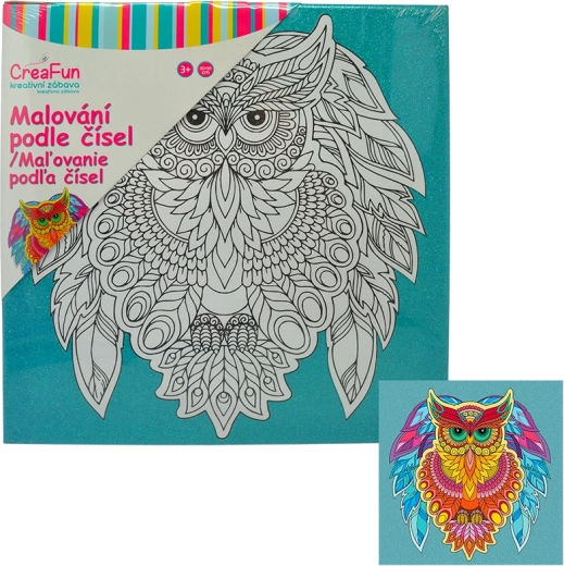 Vászonfestés – a bölcs bagoly 30 × 30 cm