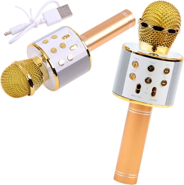 Bluetooth vezeték nélküli karaoke mikrofon beépített hangszóróval – Arany