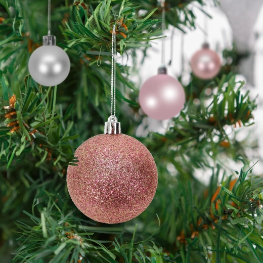 Karácsonyfadísz-készlet rose gold színben, 16 db, 3–6 cm