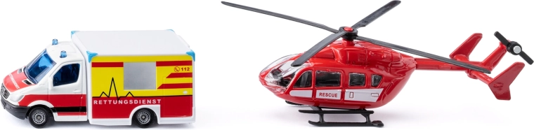 Siku Super – mentőautó Mercedes‑Benz és EUROCOPTER EC145 helikopter, szett 1:87