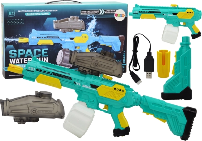 akkumulátoros vízipisztoly zöld-sárga M416 automatikus szivattyúval