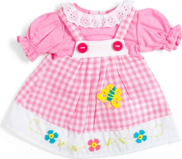 Bigjigs Toys rózsaszín kockás kantáros ruha 34 cm-es babához