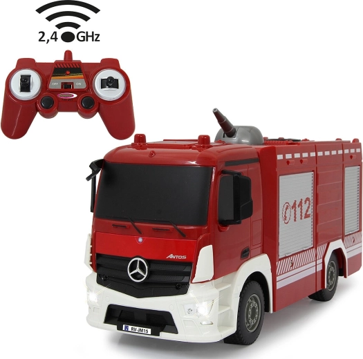 Jamara Mercedes-Benz Antos tűzoltóautó távirányítóval, 1:26 méretarányban, permetező funkcióval, 2,4 GHz