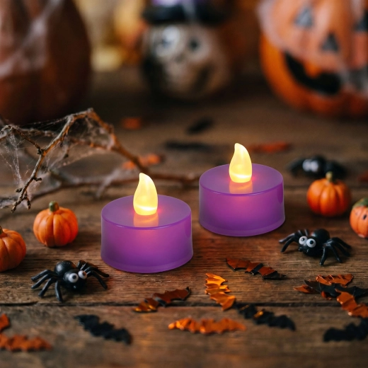 Halloween-i lila LED-es mécsesek, 2 db