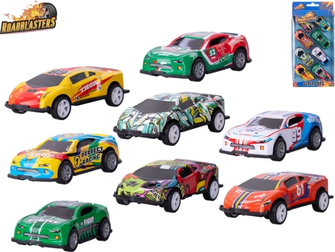 Roadblasters fém kisautó készlet visszahúzós mechanikával, 8 db