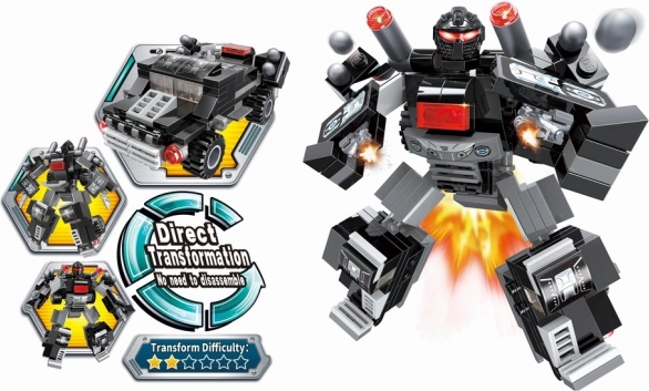 Qman Blast Ranger építőkészlet – fényőrző, átalakuló robot és autó