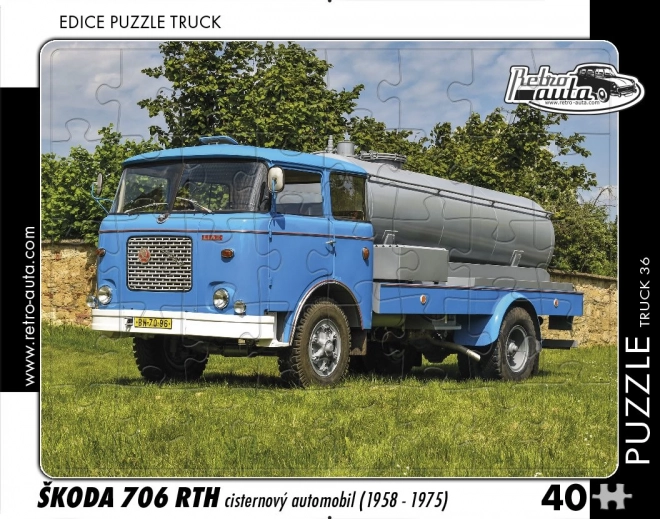 Retro autós puzzle Škoda 706 RTH tartálykocsi 40 darab