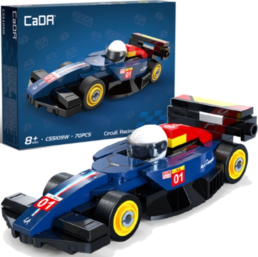 CaDA építőkészlet versenyautó Circuit Racing Car sötétkék, 70 darabos