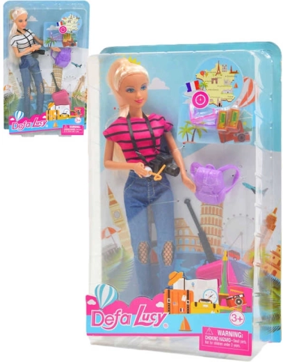 Defa Lucy utazó baba bőrönddel és kiegészítőkkel 29 cm - 1 db