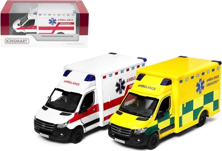 Mercedes‑Benz Sprinter mentőautó fém modell Pull Back meghajtással