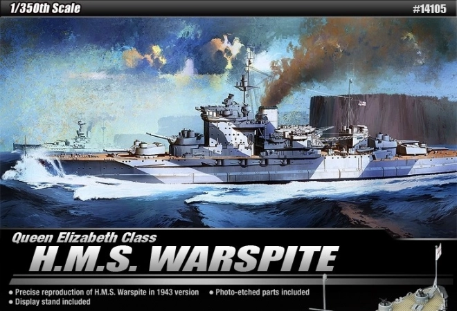 H.M.S. Warspite hajómakett – műanyag építőkészlet