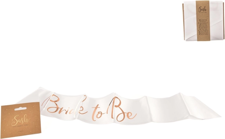 Szatén „Bride To Be” vállszalag fehér-arany