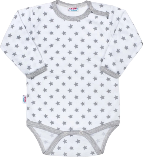 New Baby Classic II szürke csillagos baba body
