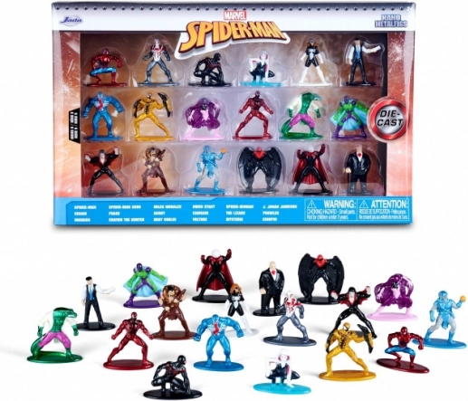 Fém MARVEL Spider‑Man figurák – 18 darabos készlet