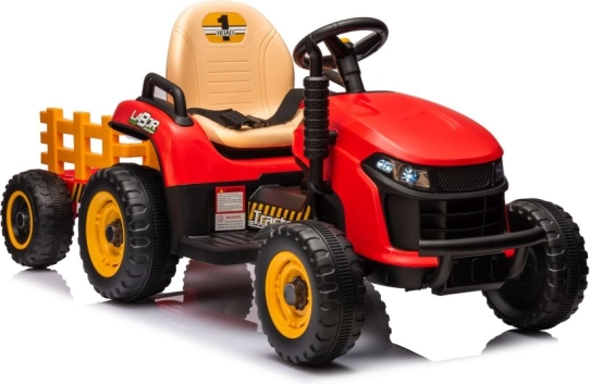 Gyermek elektromos traktor utánfutóval – piros