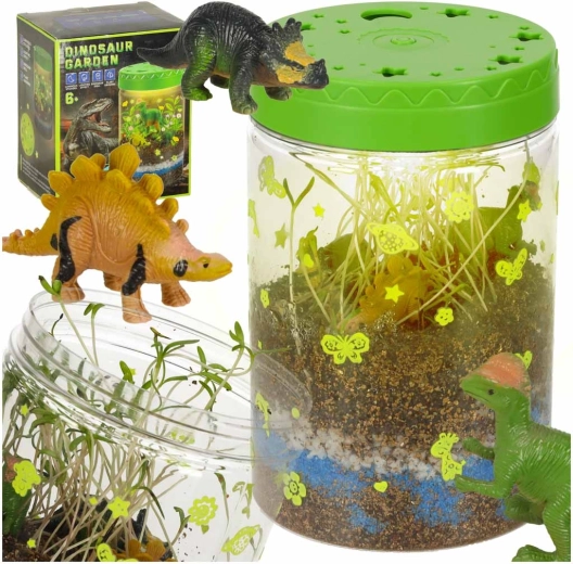 Növénytermesztő terrárium LED lámpával és dinoszauruszokkal
