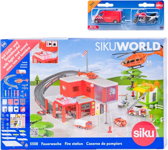 SIKU World tűzoltóállomás tűzoltóautóval
