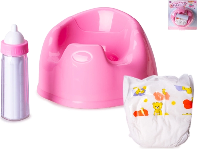 Bilipófészek kiegészítőkkel babák számára rózsaszín színben