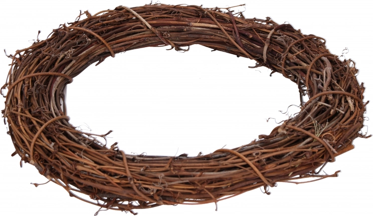 Díszített rattan koszorú 25 cm