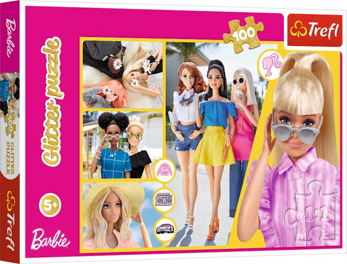Puzzle 100 darabos Glitter Csillogó Barbie