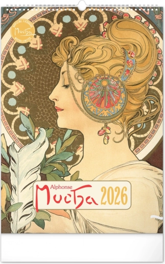 Alfons Mucha 2026 fali naptár