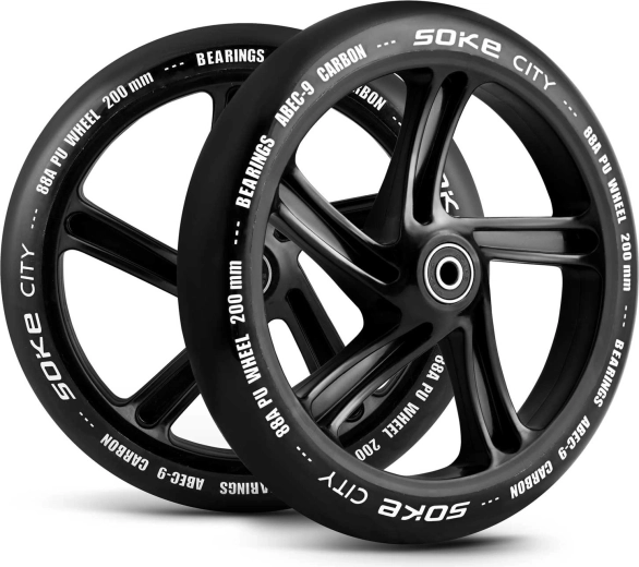 SOKE kerekek városi rollerhez 200 mm fekete – 2 darabos készlet
