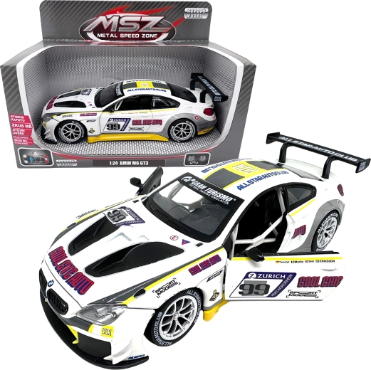 Fém versenyautó modell 1:24 BMW M6 GT3 fehér