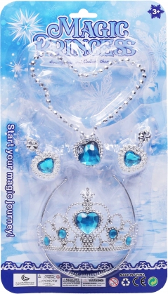 Gyermek ékszerkészlet koronával, nyaklánccal és fülbevalóval