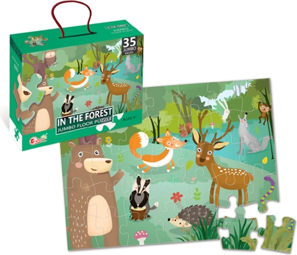 Erdő állataival készült padlópuzzle jumbo, 35 darab
