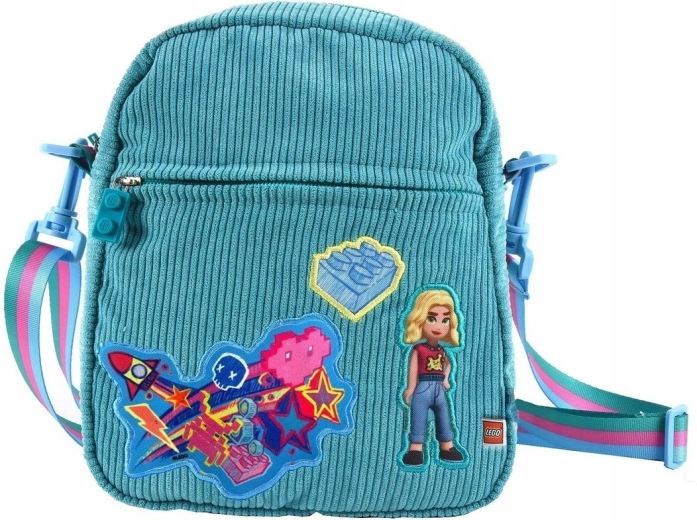 LEGO Friends türkiz keresztpántos táska vasalható applikációkkal
