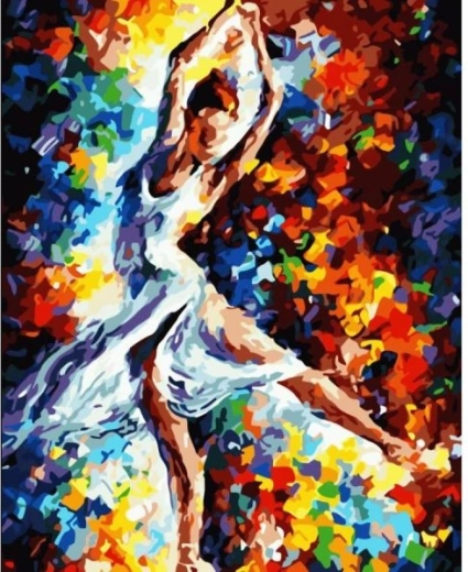 Számfestő kép keretben 40 × 50 cm – színes balerina