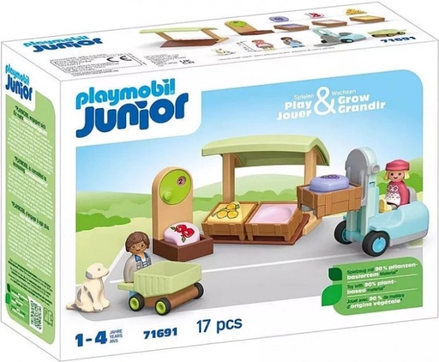 Playmobil Junior játékkészlet Ökológiai piactér targoncával