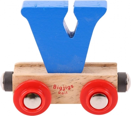 Fa vagon V betűvel – BIGJIGS Rail