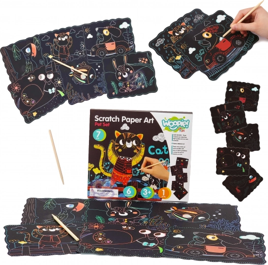 Woopie Art&Fun kreatív kaparós képkészlet gyerekeknek, 7 darabos