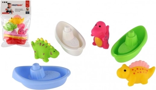 Fürdőkészlet: csónakok és spriccelő dinoszauruszok (3+3 db)
