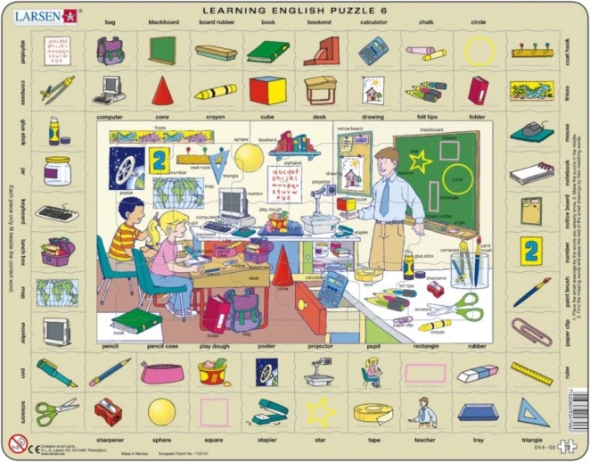 Larsen puzzle Angol gyerekeknek: Az iskolában, 70 darab