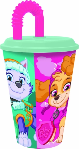 Műanyag pohár szívószállal PAW Patrol 430 ml